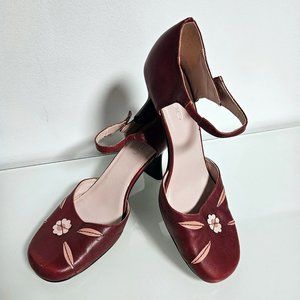 ALDO Red Heels with Pink Flower Detail - Size 7.5